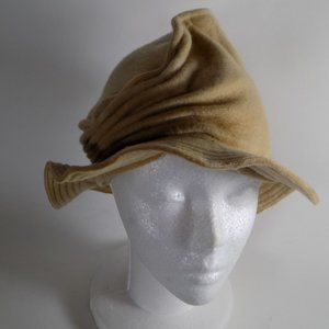 Funky Fleece Handmade Hat Tan Fisherman Boho Cottagecore Hippie Bohemian